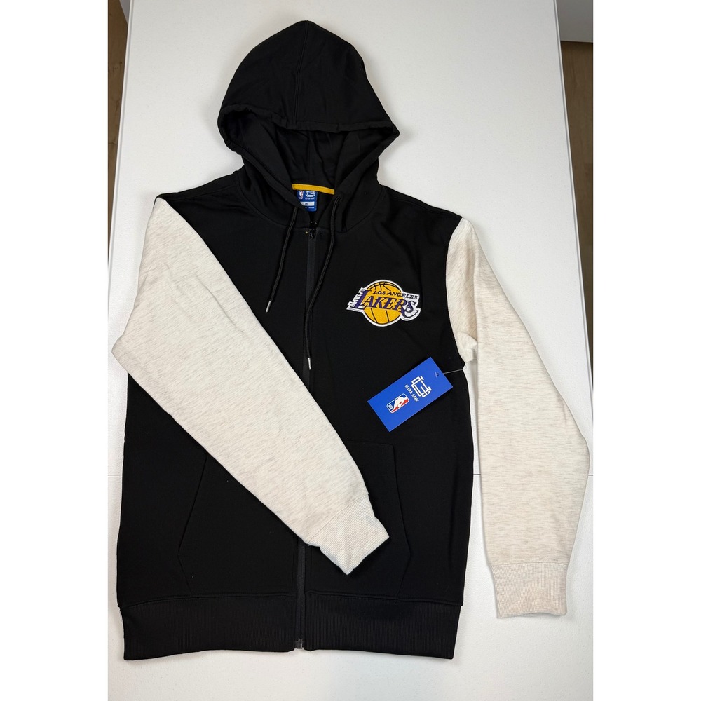 NWT NBA Los Angeles Lakers Ultra Game Full Zip Hoodie Black Cream Mens M New